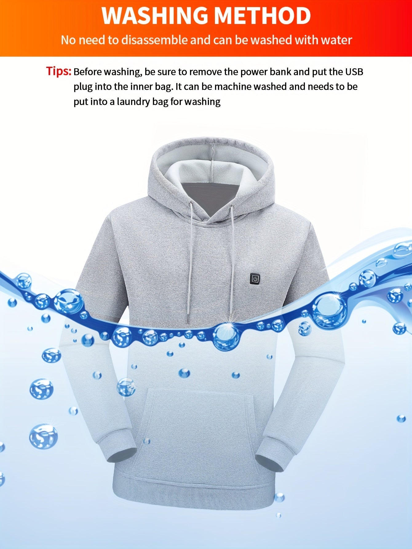 Heated Hoodie with 7 Heating Zones