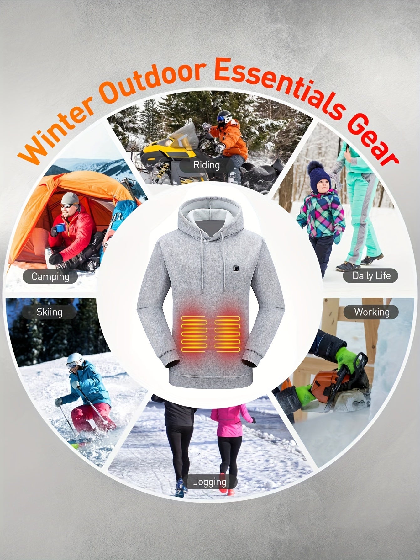 Heated Hoodie with 7 Heating Zones