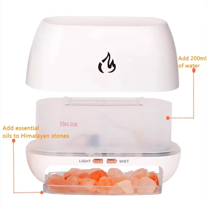 3D Flame Salt Stone Humidifier