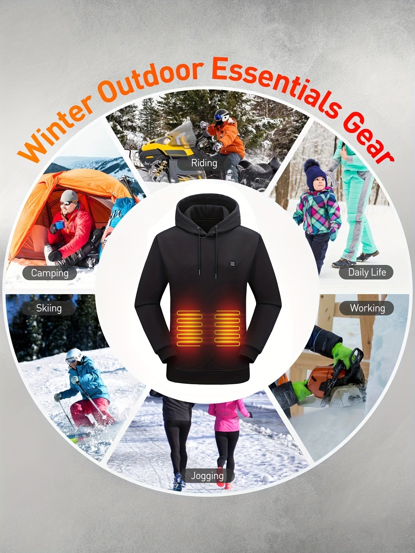 Heated Hoodie with 7 Heating Zones