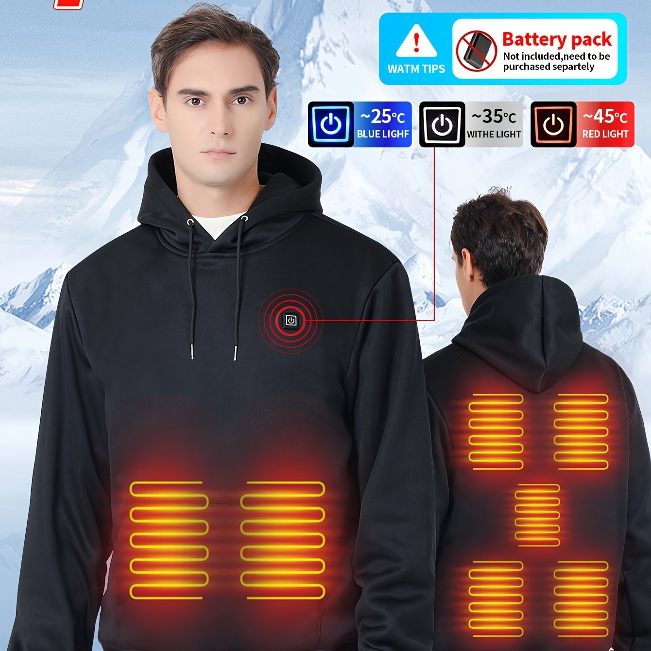 Heated Hoodie with 7 Heating Zones
